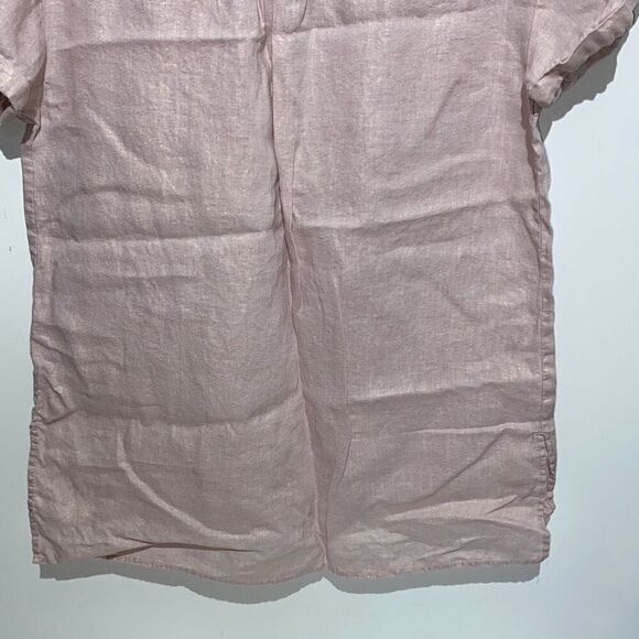 Ellen Tracy Women's Light Pink Linen Lace-Up Short Sleeve Top Size Medium - Picture 7 of 10